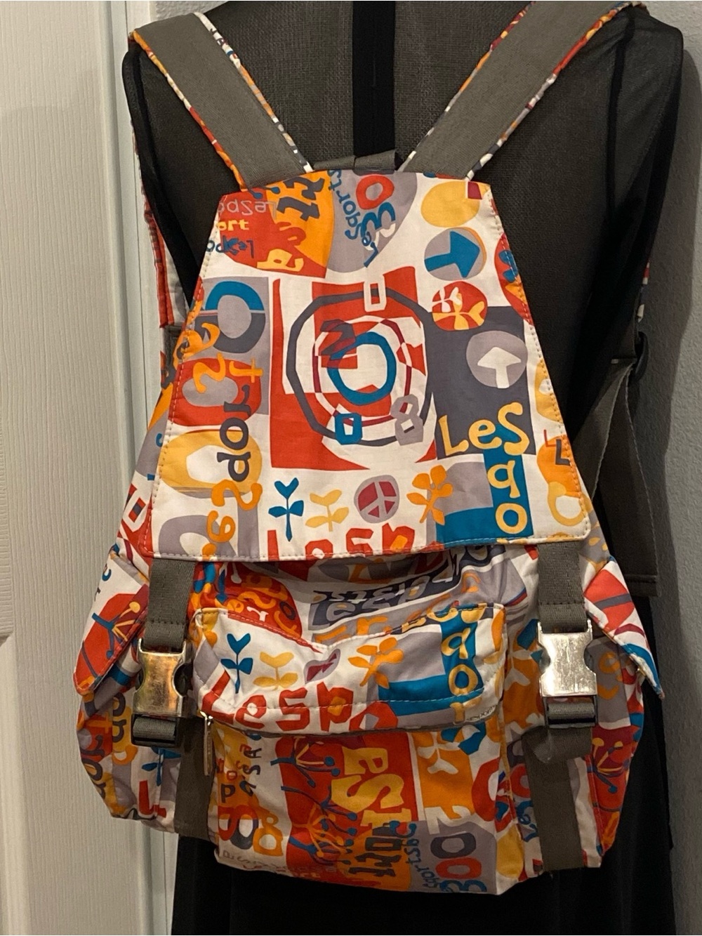 LeSportsac Orange, Blue and Yellow Graphic Print Backpack